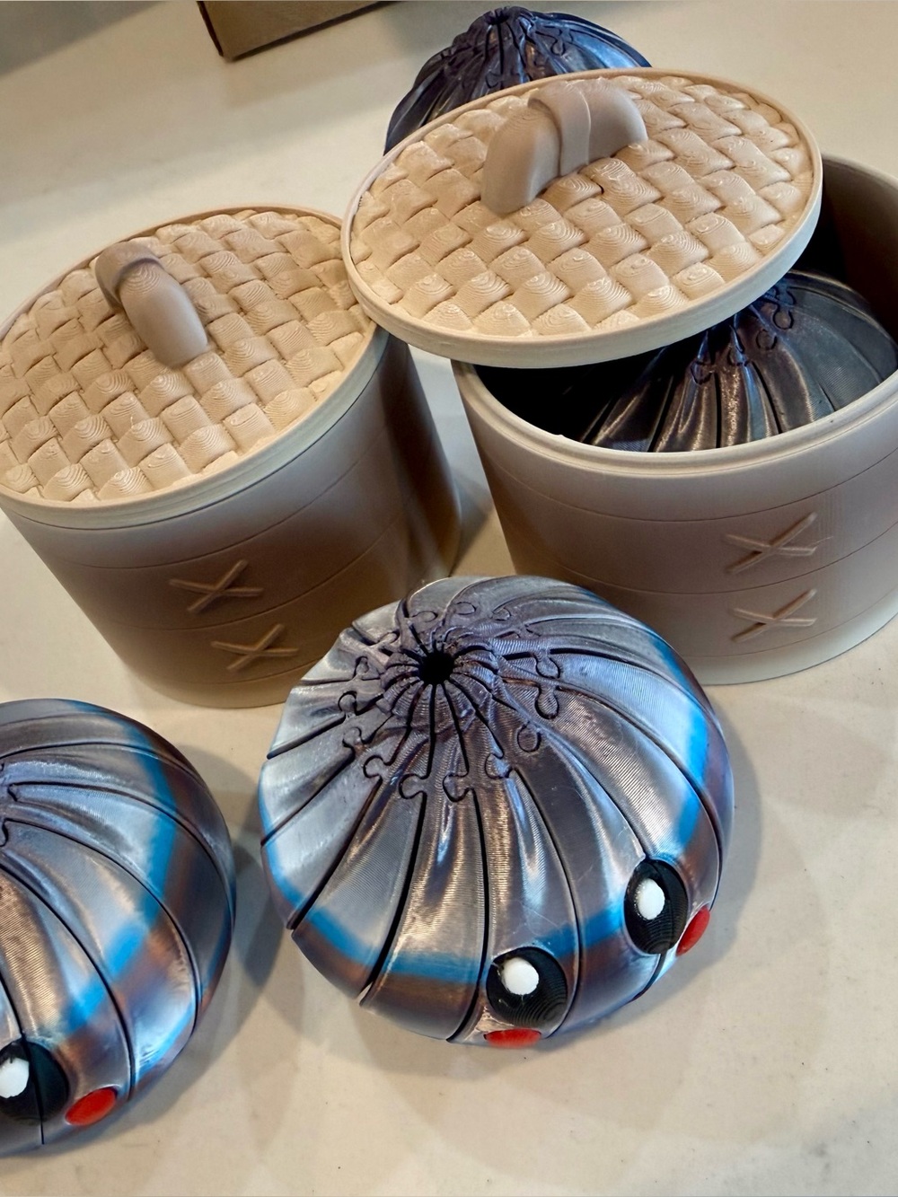 Twisty Dumpling Bao Bun Fidget in holder
